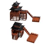 Toyvian Padiglione in Miniatura a Due Piani 3D, 2 Pezzi, Resina Plastica | Bonsai e Micro Paesaggi, da Tavolo e Terrario, Architettura Tradizionale Cinese