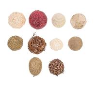 Toyvian Palla Intrecciata per Decorazione Casa Desktop e Ufficio, Aspetto Rustico e Raffinato, Adorno da Tavolo in Rattan e Cotone, Robusto e Durevole, per Soggiorno Caffetteria e Natale