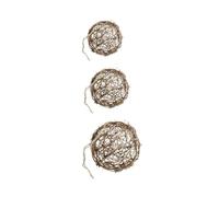 Toyvian Palline Decorative in Rattan 3 Pezzi da 12-20 Cm, Decorazione Pendente per Matrimoni e Feste, Accessori Naturali per Arredamento Casa e Centri Commerciali