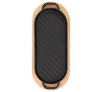Toyvian Piatto in Ghisa per Bistecca Leggero Senza Sbavature, Set 1 Pezzo per Barbecue e Occasioni Speciali con Base in Legno Resistente