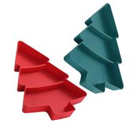 Toyvian Piatto Porta Snack e Vassoio Espositivo Per Frutta Secca a Forma Di Albero Di Natale, Multifunzionale, Compatto e Leggero, Per Feste Natalizie e Momenti Conviviali, Set Da 2 Pezzi (verde Rosso