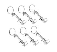 Toyvian Portachiavi Calibro Tascabile in Lega di Zinco, Mini Calibro a Corsoio Portatile 6 Pezzi, Strumento di Misura Multifunzionale Compatto per Modellismo e Uso Quotidiano