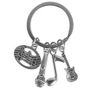 Toyvian Portachiavi Musicale in Metallo Ciondoli Microfono Nota Musicale e Chitarra Piccolo e Leggero Decorazione per Chiavi e Borse Accessorio per Amanti della Musica