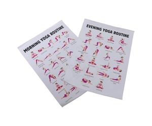 Toyvian Poster Yoga 2 Posizioni Serali, Tabella Decorativa per Studio e Casa, Guida Visiva per Principianti, Stampa Resistente allo Sbiadimento, per Palestra e Relax