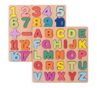 Toyvian Puzzle Educativi Lettere e Numeri in Legno per Giocattolo di Abbinamento Numerico e Alfabetico Set Didattico 26 Lettere Maiuscole Numeri da 1 a 20 per Sviluppo Coordinazione