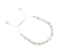 Toyvian Rosa Bracciale e Semplice Croce Gioiello, Bianche di Perle | Accessorio in Plastico Ciondolo a Croce, Stile Elegante e Ispirazionale, per Pasqua e Occasioni Speciali