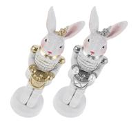 Toyvian Schiaccianoci Coniglietto Pasquale in Resina Set da 2 Pezzi, Statuine Decorative Primaverili per Centrotavola e Decorazioni Stagionali a Forma di Coniglio per Casa