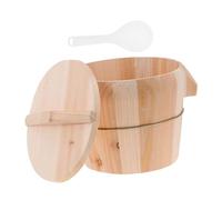Toyvian Secchio Riso Legno Naturale con Manici Ergonomici Vaporiera per Riso Uso Domestico Coperchio Anti-scottatura Design Semplice Odori per Cucina Tradizionale al Vapore
