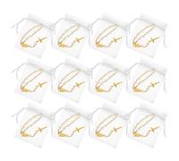 Toyvian Set 12 Braccialetti del Santo Rosario Mini con Perline e Croce, Braccialetti Rosario Comunione Portatili per Battesimo, Bomboniere Matrimonio e Regali Religiosi, Colore Finto Oro