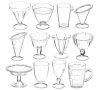 Toyvian Set 12 Mini Tazze Trasparenti e Coppe Gelato in Miniatura Per Ragazzo Ragazza, Accessori Creativi e Decorazioni Per Case Delle Bambole, Kit Fai Da Te Per Gioco Di Ruolo e Scenari Fantasiosi