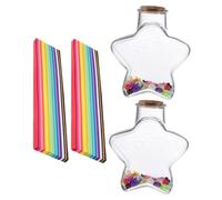 Toyvian Set 2 Barattoli dei Desideri con Tappo in Sughero, Bottiglie di Plastica Trasparente per Origami a Forma di Stella, Contenitori Decorativi per Fai da Te e Decorazione Camera