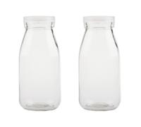 Toyvian Set 2 Bottiglie per Latte da 250ml in Vetro e Plastica Coperchio, Facili da Trasportare e Buona Tenuta, per Famiglie e Ristoranti
