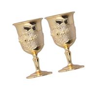 Toyvian Set 2 Calici da Vino in Metallo Dorato Eleganti Bicchieri Retrò da Whisky Base Antiscivolo per Casa Bar e Ristorante