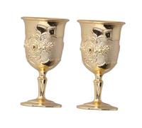 Toyvian Set 2 Calici da Vino Rosso Eleganti in Metallo Dorato Bicchieri Retrò per Uso Domestico Bar e Ristorante Base Antiscivolo Stabile Design Creativo e Decorativo