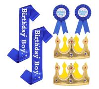 Toyvian Set 2 Corona da Principe per Compleanno Blu Fascia e Spilla Accessori per Feste a Tema Decorazione per Party e Giochi di Ruolo