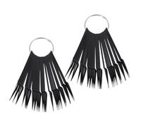 Toyvian Set 2 Pezzi Espositore Unghie Fan Shape 40 Pezzi Color Nero in Plastica Anello Tondo per Nail Art Display e Pratica senza Sbavature