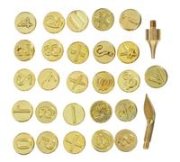 Toyvian Set 2 Punte per Pirografia Lettere in Ottone per Incisione su Legno e Pelle Kit Alfabeto Completo per Lavorazioni Fai da Te Strumenti per Marchiare Artigianato Creativo