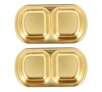 Toyvian Set 2pz Piatti per Condimenti in Acciaio Inossidabile Oro Doppio e Triplo Scomparto, Superficie Liscia senza Bava, per Negozio di Alimentari e Antipasti