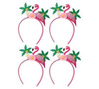 Toyvian Set 4 Cerchietti Hawaiani Donna a Forma di Fenicottero e Albero di Cocco Accessori Floreali per Feste in Spiaggia e Carnevale Decorazioni per Feste Tropicali Luau
