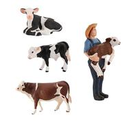 Toyvian Set 4 Pezzi Di Figurine Di Mucca e Simulazione Di Bestiame Da Fattoria, Giocattoli Educativi Per Ragazzo Ragazza Per Stimolare Immaginazione e Conoscenza Degli Animali Naturali