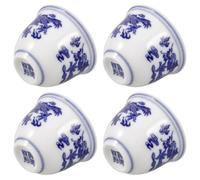 Toyvian Set 4 Pezzi Tazze da Tè Cinesi in Ceramica Blu e Bianco 25 Ml Bicchierini da Shot Tradizionali per Degustazione Tè Oolong Adatte per Casa Ufficio
