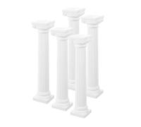 Toyvian Set 5 Pezzi Mini Colonna Romana Bianca 4,5” Pilastro Romano Decorazione per Feste e Giardino, Ornamento Resistente per Micro Paesaggi e Ambienti Interni