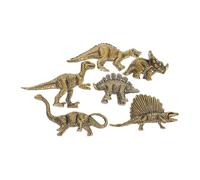 Toyvian Set 6 Mini Statuette di Dinosauri in Ottone Dorato, Decorazione Vintage per Casa e Ufficio, Collezione Artigianale Modelli Diversi, Regalo Originale per Appassionati e Compleanni