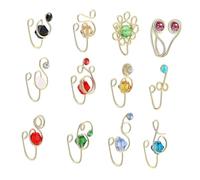 Toyvian Set da 12 Pezzi Anelli Finti per Naso in Rame con Pietre Decorative Polsini per Naso Non Forati Gioielli Decorativi per Donne e Ragazze Accessori Moda per Feste e Uso