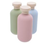 Toyvian Set da 3 Flaconi Portatili da Viaggio 200 Ml con Tappo a Scatto Contenitori Vuoti per Lozione Shampoo e Bagnoschiuma Bottiglie Ricaricabili Anti-Perdita Colore Pastello per