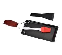Toyvian Set da 3 Pezzi Piastra Barbecue in Metallo e Plastica SLG Nero con Manico in Legno, Base Piatta e Facile da Pulire, per Cucina da Esterno e Grigliate All'aperto