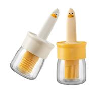 Toyvian Set di 2 flaconi dispenser di olio con pennello in silicone alimentare 60 ml, giallo e bianco, cucina, barbecue, pasticceria e marinata, dispenser per olio, multifunzione