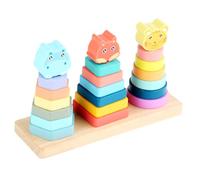 Toyvian Set di Anelli Impilabili in Legno per Piccoli Giocattolo Educativo per la Cognizione di Forme e Colori Gioco Creativo per Età 1-2 Anni Struttura Stabile e Sicura