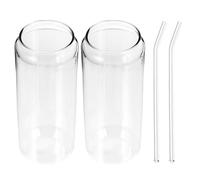 Toyvian Set di Bicchieri in Vetro Resistente al Calore Cannuccia Trasparente 4 da 350ml e 500ml Design Semplice e Facile da Pulire, per Banchetti e Matrimoni