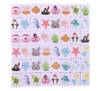 Toyvian Set Mahjong Animali Marini 48 Tessere per 2 Giocatori Gioco da Tavolo Portatile Tema Fuga dal Mare Accessorio per Feste di Natale e Riunioni Familiari