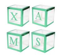 Toyvian Set Scatole Trasparenti per Palloncini di Natale Custodia Visibile per Decorazioni Festive Scatola del Festival Bordo Verde per Casa Negozio e Eventi Natalizi