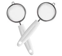 Toyvian Setaccio per Farina 2 Pezzi in Acciaio Inossidabile 410 Manico Antiscivolo Bianco, Robusto e Sicuro, per Cucina e Pasticceria
