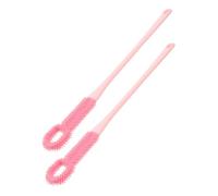 Toyvian Spazzola per Dita dei Piedi Manico lungo 2 Pezzi, Spazzola per Pulizia Fessure tra le Dita, Scrubber Doccia Multifunzionale in Silicone Rosa per Cura Piedi Donna