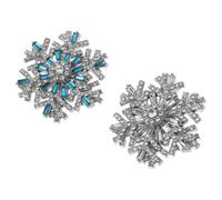 Toyvian Spilla a Fiocco di Neve Rotante 3D in Metallo Strass Scintillanti Set da 2 Pezzi nei Colori Bianco e Blu Gioielli per Feste Natalizie Cappotti e Scialli Invernali Donna