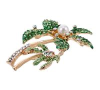 Toyvian Spilla a Forma di Albero di Cocco in Lega Verde con Pietre Lucenti, Accessorio Moda per Ragazze e Donne a Natale