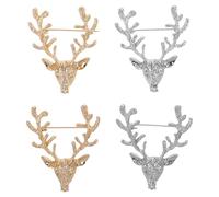 Toyvian Spille di Alce in Lega 4 Pezzi (2 Argento + 2 Oro) per Sciarpe e Cappelli, Fermagli Decorativi Minimalisti per Donna, Accessori Moda per Regali di Natale e Occasioni Speciali