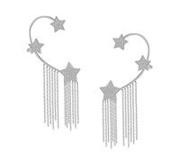 Toyvian Stars Tassels Ear Cuff Clip Senza Buco per Donna e Ragazza Accessorio Elegante con Catena e Stelle Brillanti Resistente e Splendente Adatto Uso Quotidiano e Occasioni Speciali