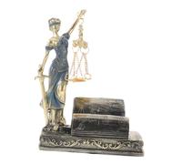 Toyvian Statua della Dea della Giustizia Temiide con Bilancia e Portabiglietti da Visita per Ufficio Legale Decorazione da Scrivania Simbolo di Equità e Imparzialità