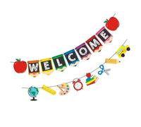 Toyvian Striscioni Scolastici da Appendere per Feste di Ritorno a Scuola Bandiere Lettere per Decorazioni in Aula Tende per Porte Riutilizzabili per Accogliere Studenti e Famiglie