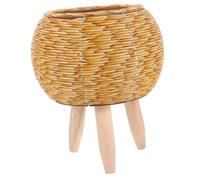 Toyvian Supporto per Fioriere in Legno Intrecciato, Porta Piante Verdi per Casa e Balcone, Base Quadrata per Vaso di Fiori dal Design Semplice per Interni e Spazi Esterni