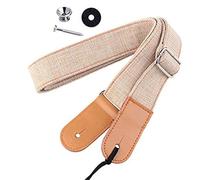 Toyvian Tracolla Per Ukulele Cotone e Pelle Vera Con Design Stile Country Comfort e Durabilità Per Uso Prolungato Colore Beige