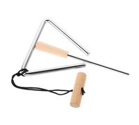Toyvian Triangolo acciaio musicale strumento a percussione Cena Triangle Bell strumento timballi strumento triangolare in acciaio Triangle Beater campana triangolare Di legno Cachi