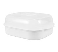 Toyvian Vaporiera per Microonde in Plastica con Coperchio Trasparente, Pentola a Vapore Rettangolare ad Alta Capacità per Verdure, Pesce e Riso, Contenitore Alimenti Resistente al Calore