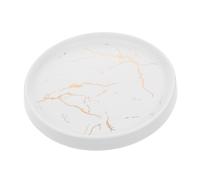 Toyvian Vassoio Rotondo in Ceramica Bianco da 20cm Effetto Marmo, Facile da Pulire e Non Macchia, per Piatto Colazione, Pizza o Porta Gioielli Elegante