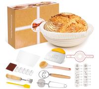 Toyvile Set di 10 pezzi per Cestino Lievitazione Pane naturale, 23 cm Cesto Lievitazione, Utensili Completi per la Preparazione del Pane per Panettieri Professionisti e Casalingh