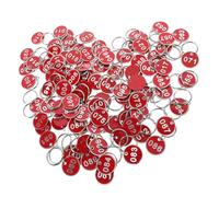 TOYZFRIENDY 100 Pezzi Portachiavi Etichette Numerate in Alluminio Rosso Etichette Chiave Resistenti per Sauna Piscina e Ristorazione Targhette di Stoccaggio Leggere e Compatte per Uso
